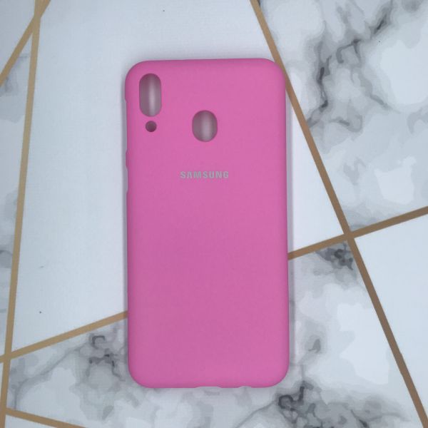 Силіконовий матовий чохол Silicone Case для Samsung Galaxy M20 Яскраво-рожевий