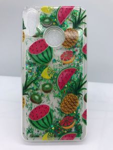 Силіконовий чохол з рухливими блискітками на Huawei Y7 2019 / Y7 prime 2019 Фрукти