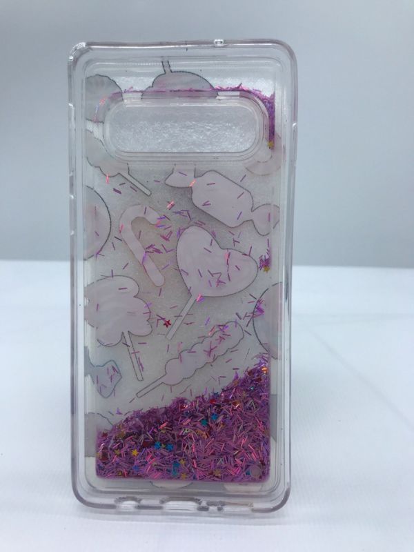 Силіконовий чохол з рухливими блискітками на Samsung Galaxy S10 Цукерки