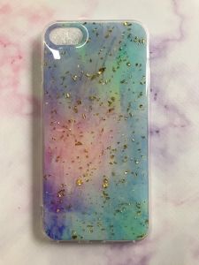 Силіконовий мармуровий чохол із блискітками для iPhone 7 7s 8 8s Блакитний