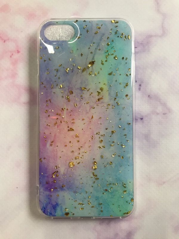 Силіконовий мармуровий чохол із блискітками для iPhone 7 7s 8 8s Блакитний