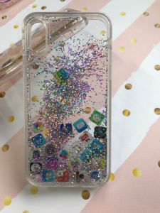 Силіконовий прозорий чохол із плавальними іконками застосунків для iPhone X Срібний