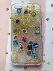 Прозорий силіконовий чохол з плаваючими іконками додатків для iPhone 6+/6 Plus Золотий