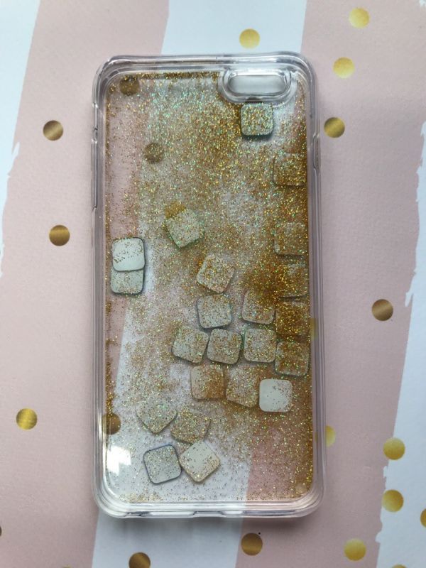 Прозорий силіконовий чохол з плаваючими іконками додатків для iPhone 6+/6 Plus Золотий