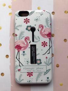 Силіконовий чохол з підставкою і кріпленням для iPhone 6+/6 Plus Фламінго