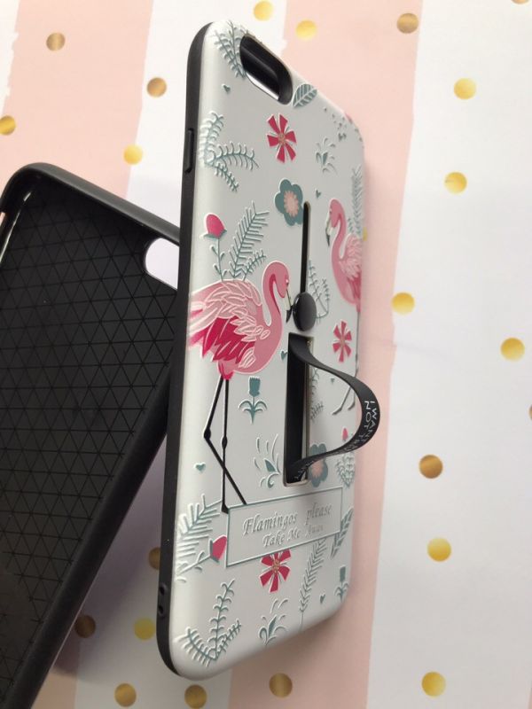Силіконовий чохол з підставкою і кріпленням для iPhone 6+/6 Plus Фламінго