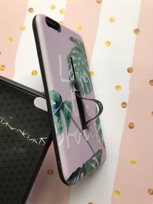 Силіконовий чохол з підставкою і кріпленням для iPhone 6+/6 Plus Листя