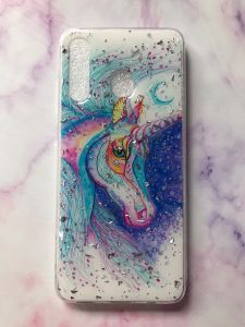 Силіконовий чохол з блискітками для Samsung Galaxy А30 (2019) А305 / A20 Єдиноріг