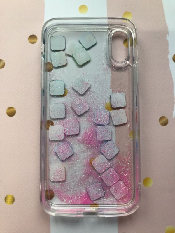Силіконовий прозорий чохол із плавальними іконками застосунків для iPhone X Pink