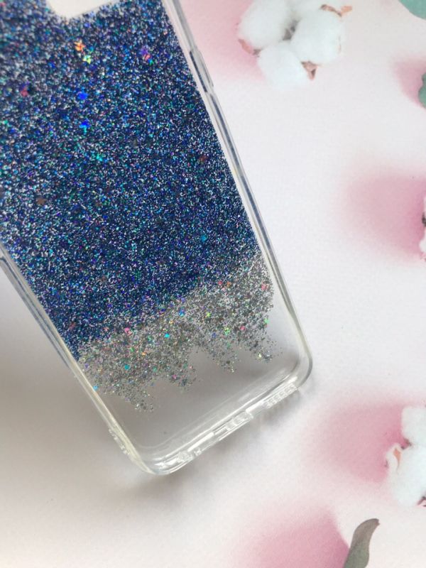 Силіконовий чохол з блискітками на iPhone 6/6s :: Амбре срібно-синє