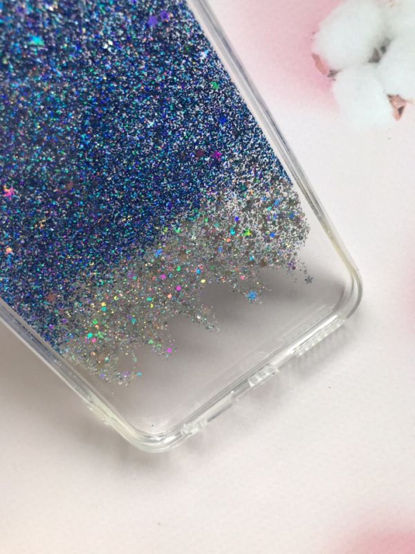 Силіконовий чохол з блискітками для iPhone 6+/6 Plus Амбре срібно-синє