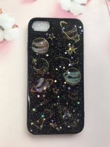 Силіконовий чохол із блискітками для iPhone 7 7s 8 8s Космос