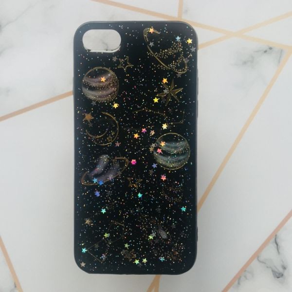 Силіконовий чохол із блискітками для iPhone 7 7s 8 8s Космос
