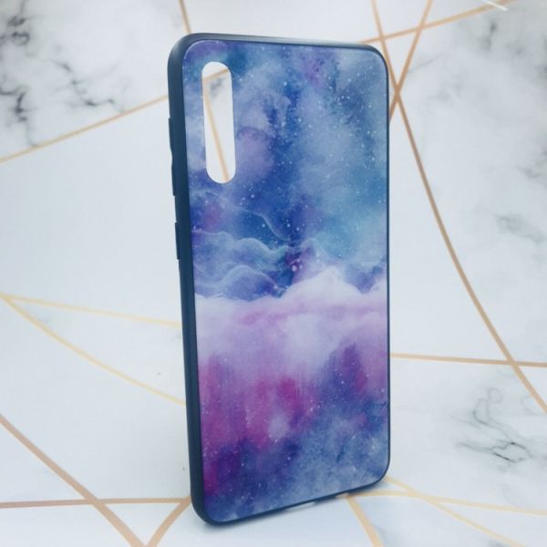 Силіконовий чохол Glass case зі скляною задньою панеллю для Samsung Galaxy А50 (2019) А505 Мармур