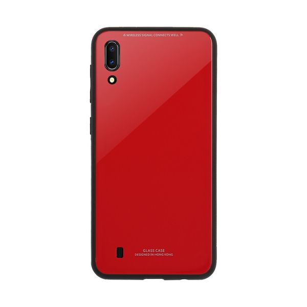 Силіконовий чохол Glass case зі скляною задньою панеллю для Samsung Galaxy M10 Червоний