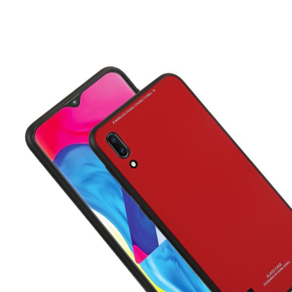 Силіконовий чохол Glass case зі скляною задньою панеллю для Samsung Galaxy M10 Червоний