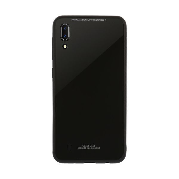 Силіконовий чохол Glass case зі скляною задньою панеллю для Samsung Galaxy M10 Чорний