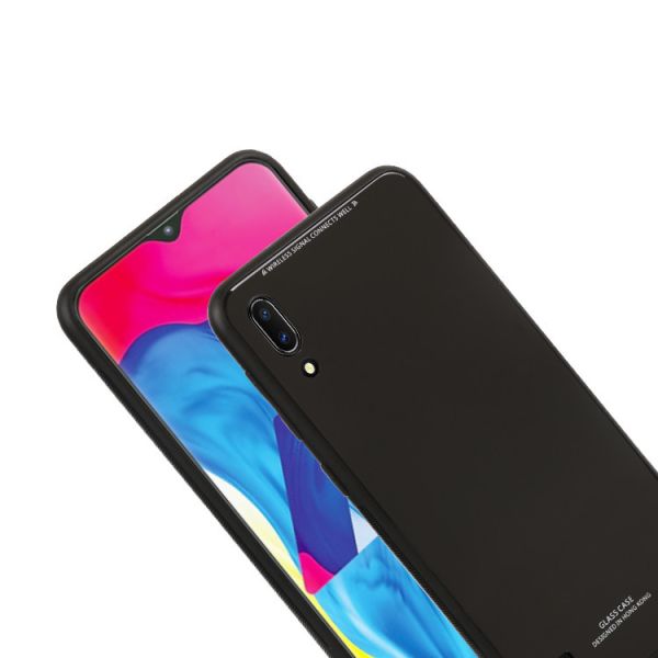 Силіконовий чохол Glass case зі скляною задньою панеллю для Samsung Galaxy M10 Чорний