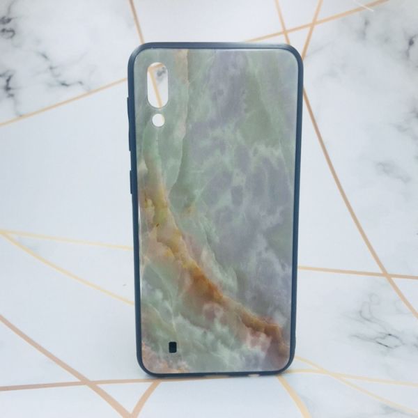 Силіконовий чохол Glass case зі скляною задньою панеллю для Samsung Galaxy M10 Мармур онікс