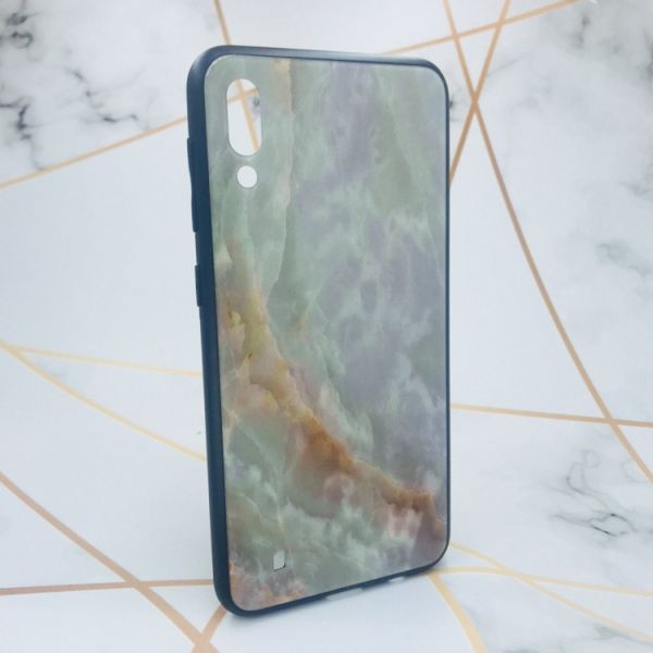 Силіконовий чохол Glass case зі скляною задньою панеллю для Samsung Galaxy M10 Мармур онікс