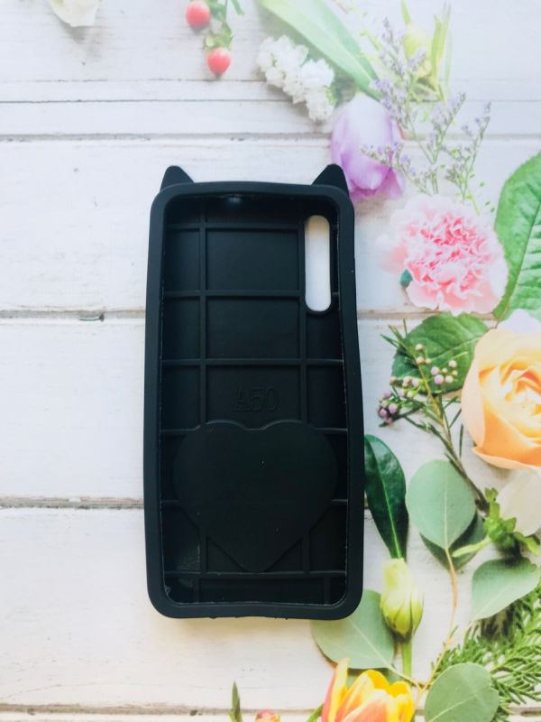 Чохол силіконовий 3D Case з блискітками, що переливаються, для Samsung Galaxy А50 (2019) А505 Кіт чорний