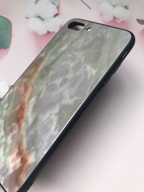 Силіконовий чохол Glass case зі скляною задньою панеллю на iPhone 7 Plus/8 Plus :: Мармур Онікс