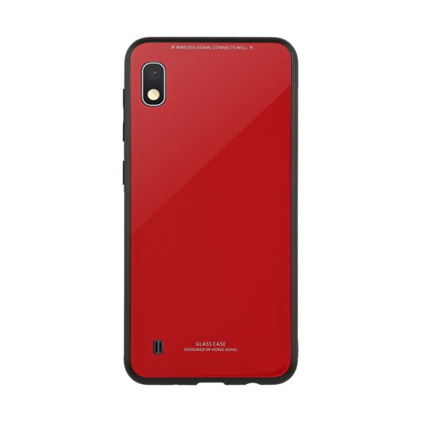 Силіконовий чохол Glass case зі скляною задньою панеллю для Samsung Galaxy А10 (2019) А105 Червоний