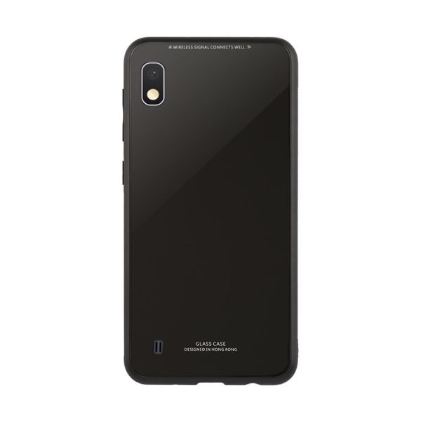 Силіконовий чохол Glass case зі скляною задньою панеллю для Samsung Galaxy А10 (2019) А105 Чорний