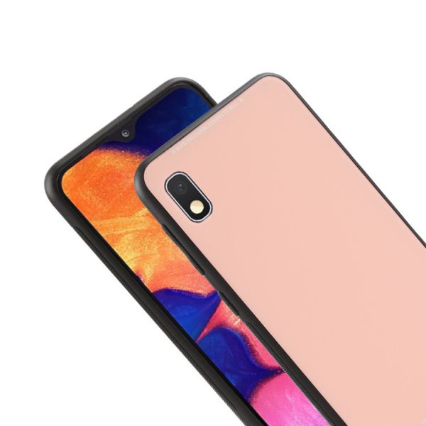 Силіконовий чохол Glass case зі скляною задньою панеллю для Samsung Galaxy А10 (2019) А105 Рожевий