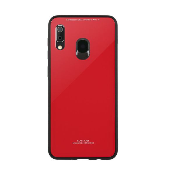 Силіконовий чохол Glass case зі скляною задньою панеллю для Samsung Galaxy А30 (2019) А305 / A20 Червоний