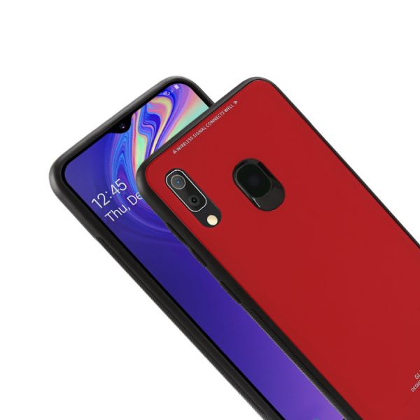 Силіконовий чохол Glass case зі скляною задньою панеллю для Samsung Galaxy А30 (2019) А305 / A20 Червоний