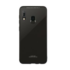 Силіконовий чохол Glass case зі скляною задньою панеллю для Samsung Galaxy А30 (2019) А305 / A20 Чорний