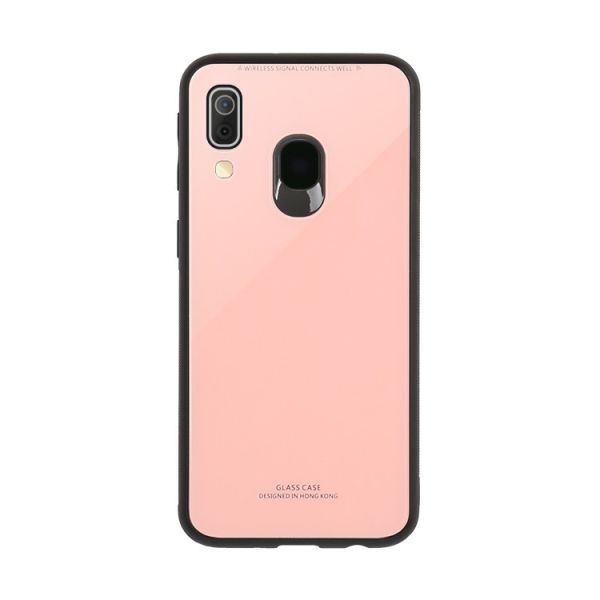 Силіконовий чохол Glass case зі скляною задньою панеллю для Samsung Galaxy А40 (2019) А405 Рожевий