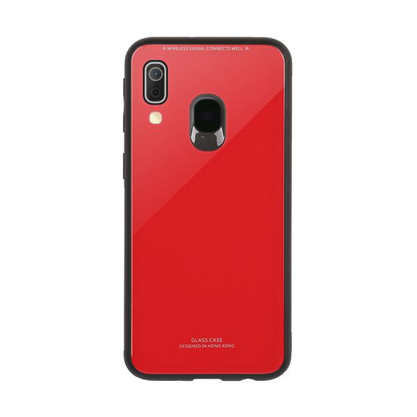 Силіконовий чохол Glass case зі скляною задньою панеллю для Samsung Galaxy А40 (2019) А405 Червоний