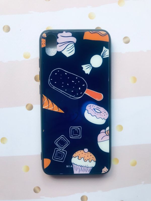 Силіконовий чохол Glass case зі скляною задньою панеллю для Xiaomi Redmi 7A Цукерки