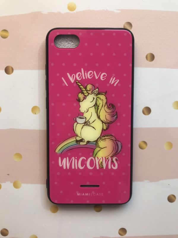 Силіконовий чохол Glass case зі скляною задньою панеллю для Xiaomi Redmi 6A Єдиноріг