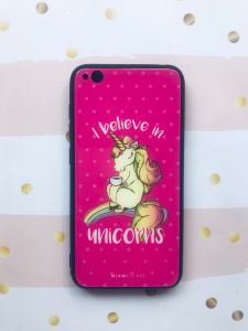 Силіконовий чохол Glass case зі скляною задньою панеллю для Xiaomi Redmi Go Єдиноріг