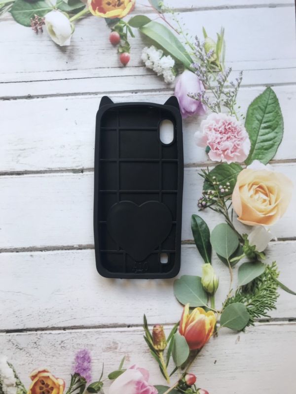 Силіконовий чохол 3D з блискітками, що переливаються, для Samsung Galaxy А10 (2019) А105 Кот чорний