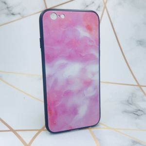 Силіконовий чохол Glass case зі скляною задньою панеллю на iPhone 6/6s :: Рожевий мармур