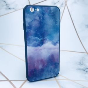 Силіконовий чохол Glass case зі скляною задньою панеллю для iPhone 7 7s 8 8s Мармур синій