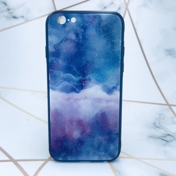 Силіконовий чохол Glass case зі скляною задньою панеллю для iPhone 7 7s 8 8s Мармур синій