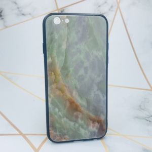 Силіконовий чохол Glass case зі скляною задньою панеллю на iPhone 6/6s :: Мармур онікс