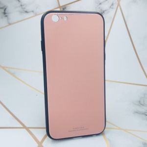 Силіконовий чохол Glass case зі скляною задньою панеллю на iPhone 6/6s :: Рожевий