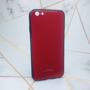 Силіконовий чохол Glass case зі скляною задньою панеллю на iPhone 6/6s :: Червоний