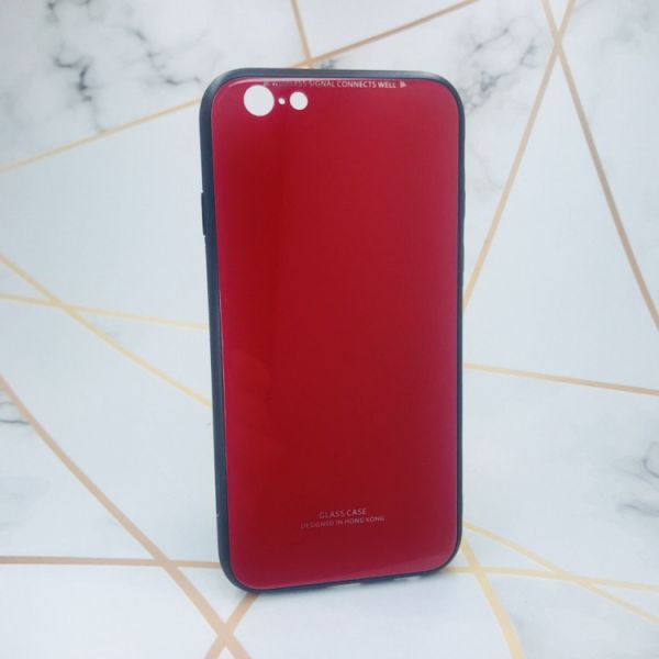 Силіконовий чохол Glass case зі скляною задньою панеллю на iPhone 6/6s :: Червоний