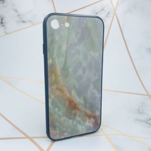 Силіконовий чохол Glass case зі скляною задньою панеллю для iPhone 7 7s 8 8s Мармур онікс