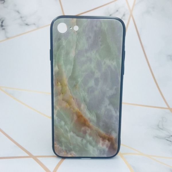 Силіконовий чохол Glass case зі скляною задньою панеллю для iPhone 7 7s 8 8s Мармур онікс