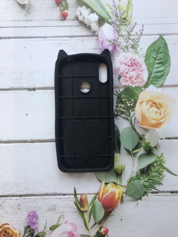 Силіконовий чохол 3D з рухливими блискітками на Huawei Y6 2019 Кіт чорний