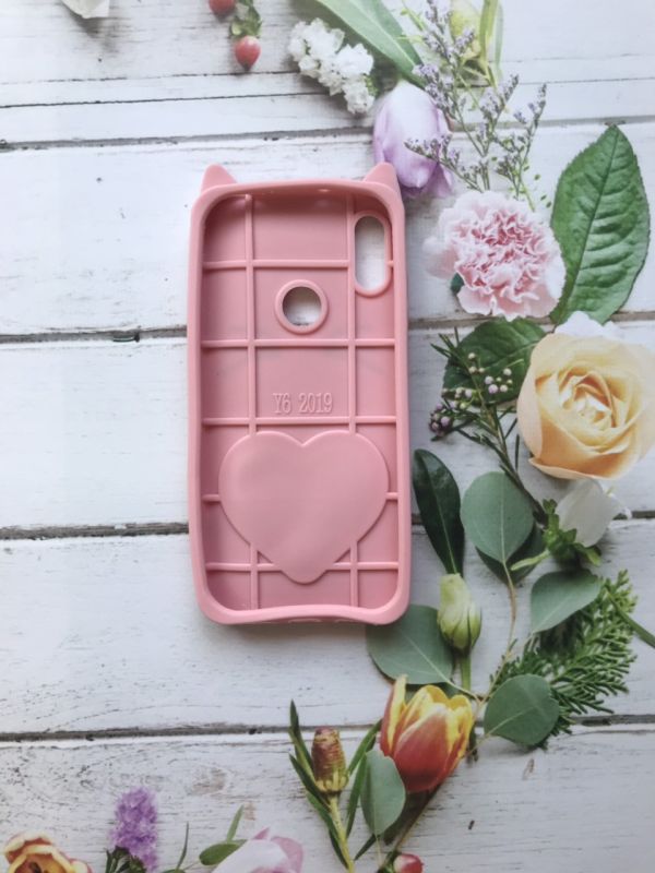 Силіконовий чохол 3D з рухливими блискітками на Huawei Y6 2019 Кіт рожевий