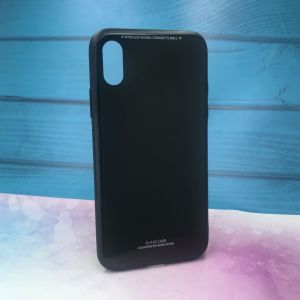 Силіконовий чохол Glass case зі скляною задньою панеллю для iPhone X/Xs Чорний
